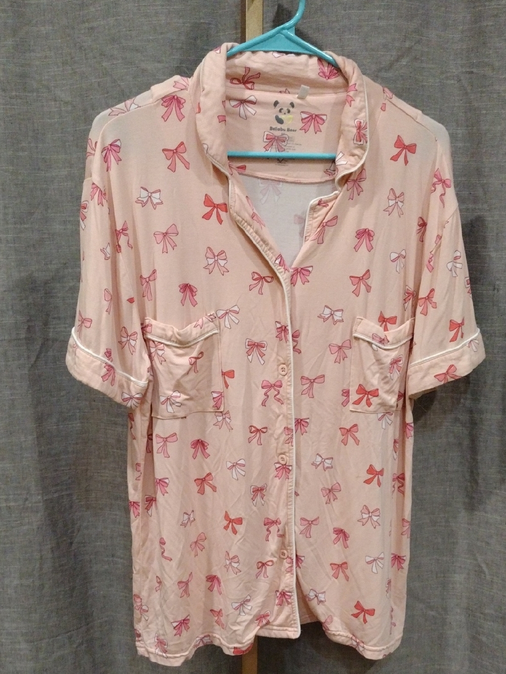 Bellabu Bear Light Pink Bow Print Pajama Top